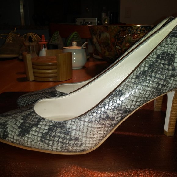 Grey Faux Snakeskin Cole Haan Heels. Size (10B) 3" Heels - Picture 1 of 7